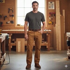 Carhartt Dungaree Fit Cargo Pants Men 40 x 32 Brown Orange Work Carpenter Active